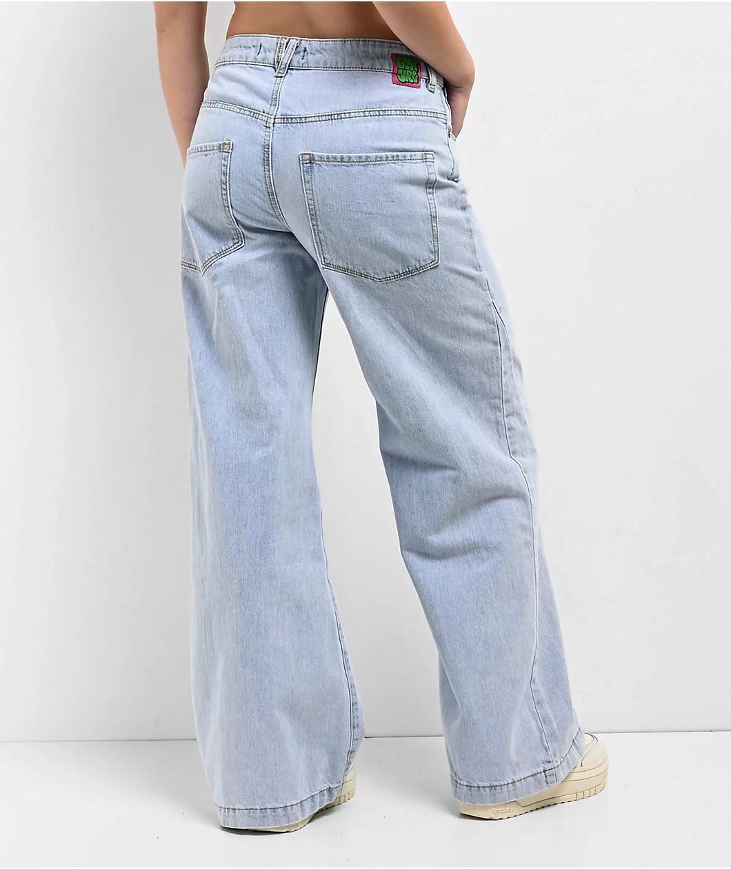 Empyre Allegra Palazzo Light Blue Wash Wide Leg Jeans Product Image