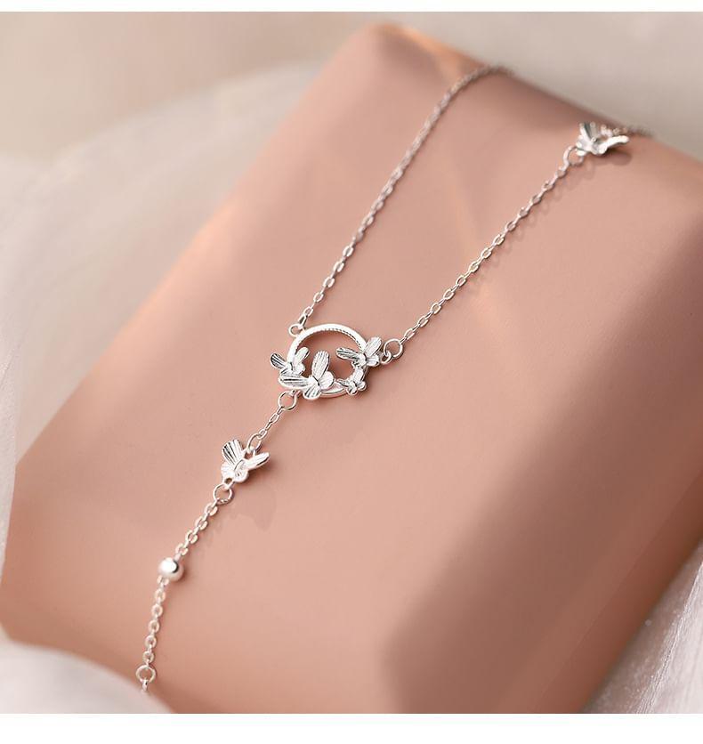 999 Sterling Silver Butterfly Lariat Necklace Product Image