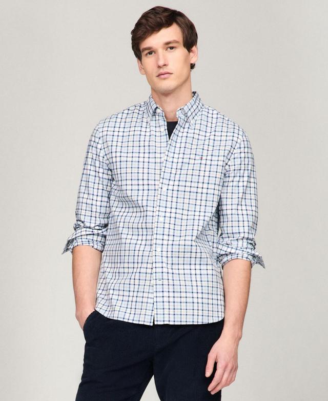 Tommy Hilfiger Mens Long Sleeve Printed Button-Down Shirt - Deep Indigo Product Image