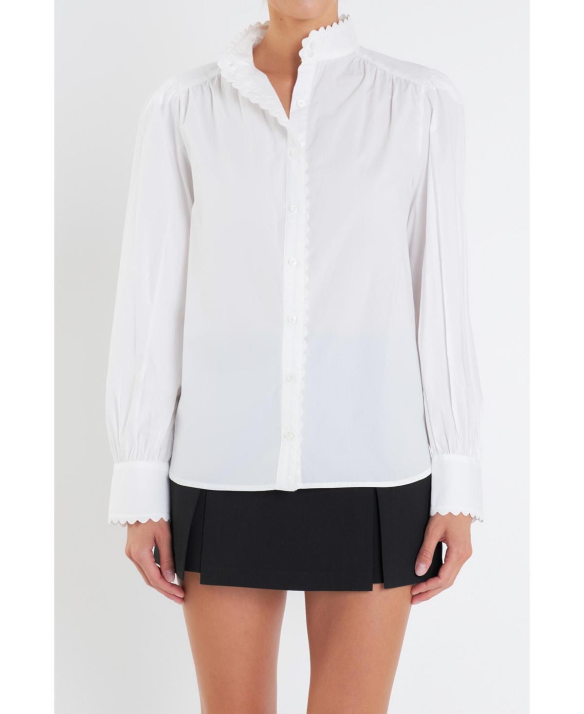 English Factory Womens Scallop Trimmed Shirit Blouse Product Image