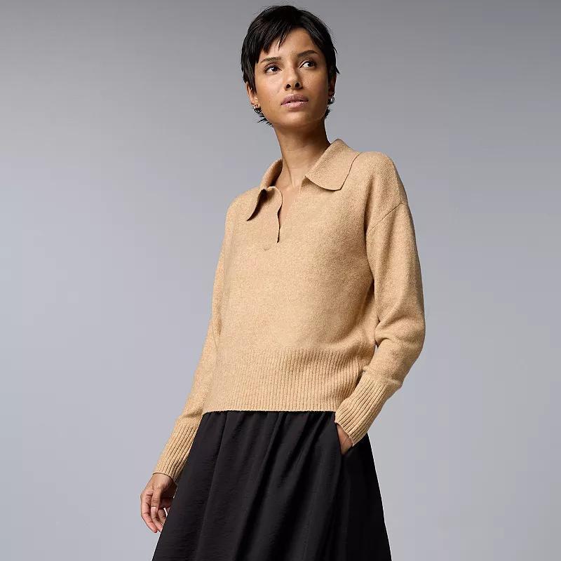 Petite Simply Vera Vera Wang Touch of Cashmere Pullover Sweater, Womens Natural Grey Product Image