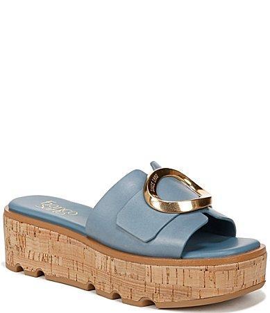 Franco Sarto Hoda Cork Platform Slide Sandals (Denim Leather) Women's Sandals Product Image