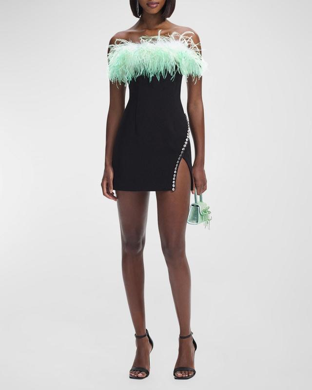 Womens Ombr Feather Diamante Minidress Product Image