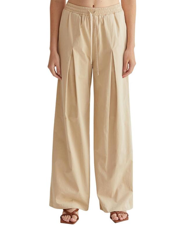 Crescent Womens Carol Cotton Wide Leg Pants - Beige Product Image