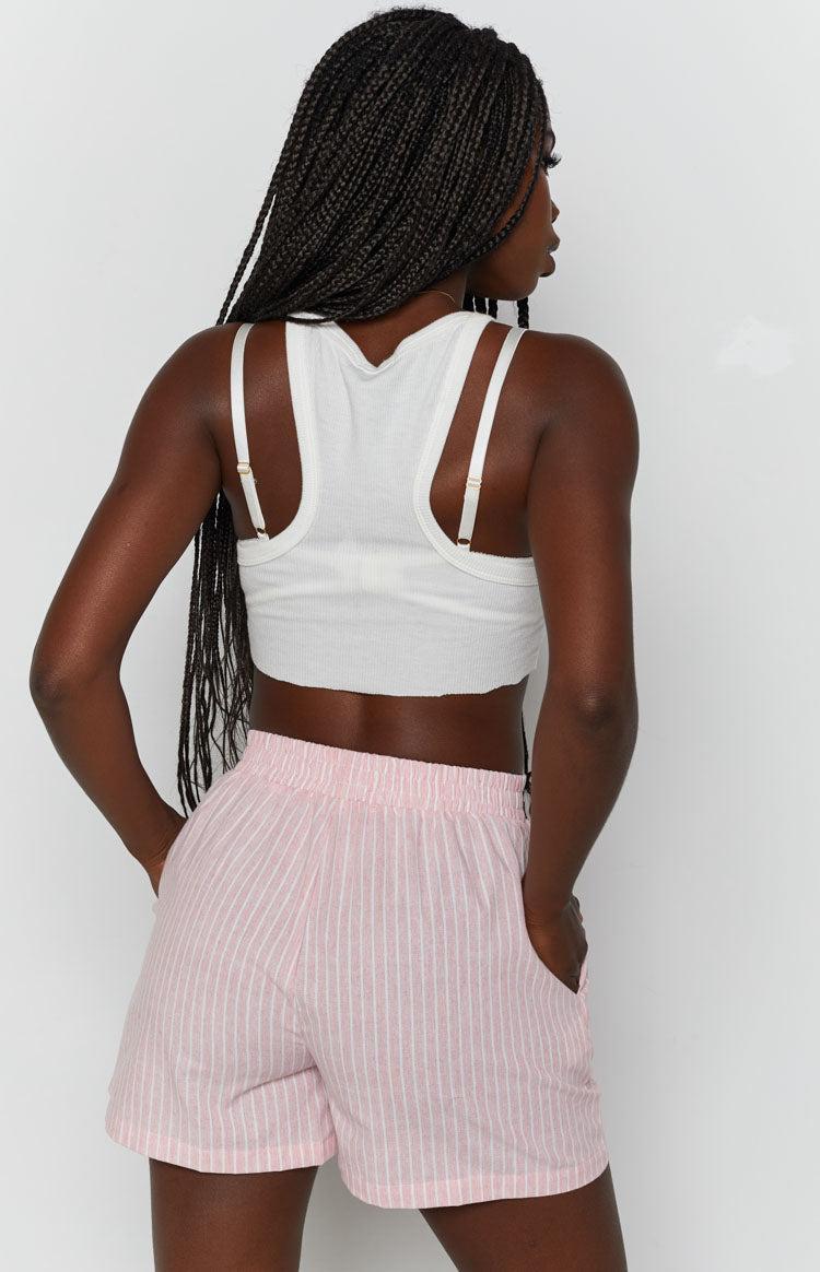 The Sarah Shorts Pink Pinstripe Product Image