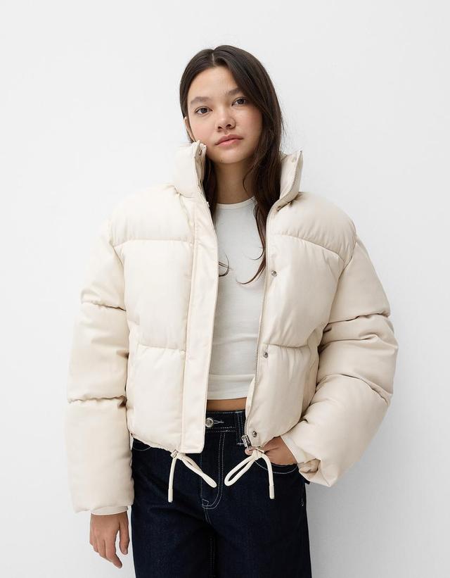 Faux leather puffer jacket Product Image