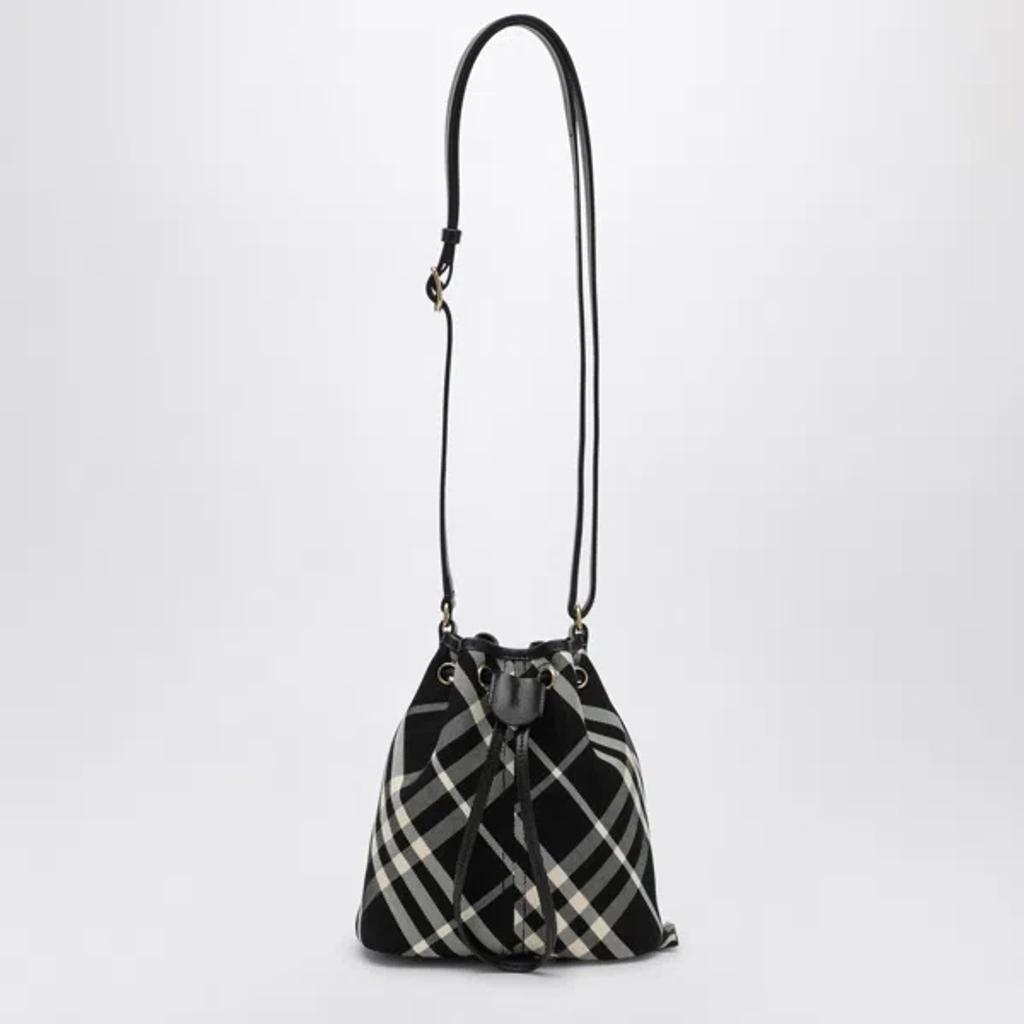 BURBERRY Black Check Clutch Shoulder Bag With Drawstring Product Image