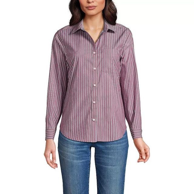 Lands End Womens Cooling Button Front Shirt - Rich burgundy Product Image