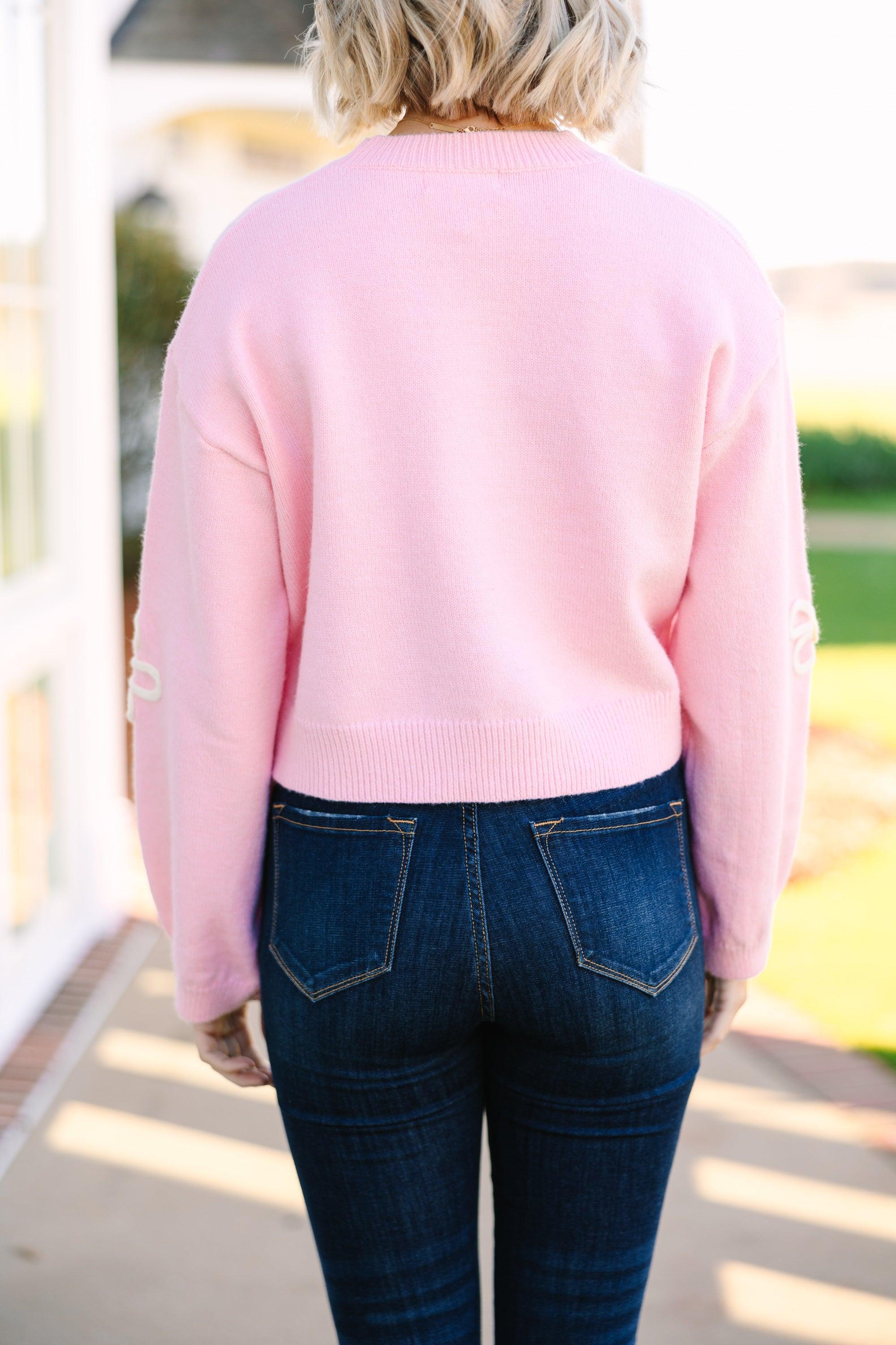 Feeling Femme Light Pink Floral Sweater Female Product Image