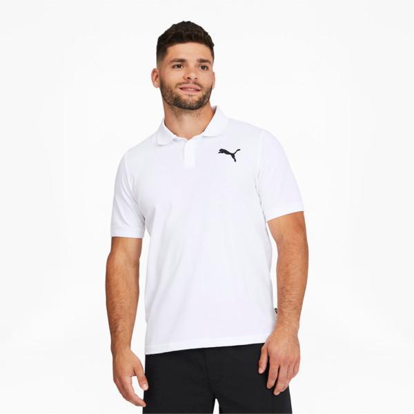 PUMA Essentials Men's Pique Polo in White/Cat Product Image