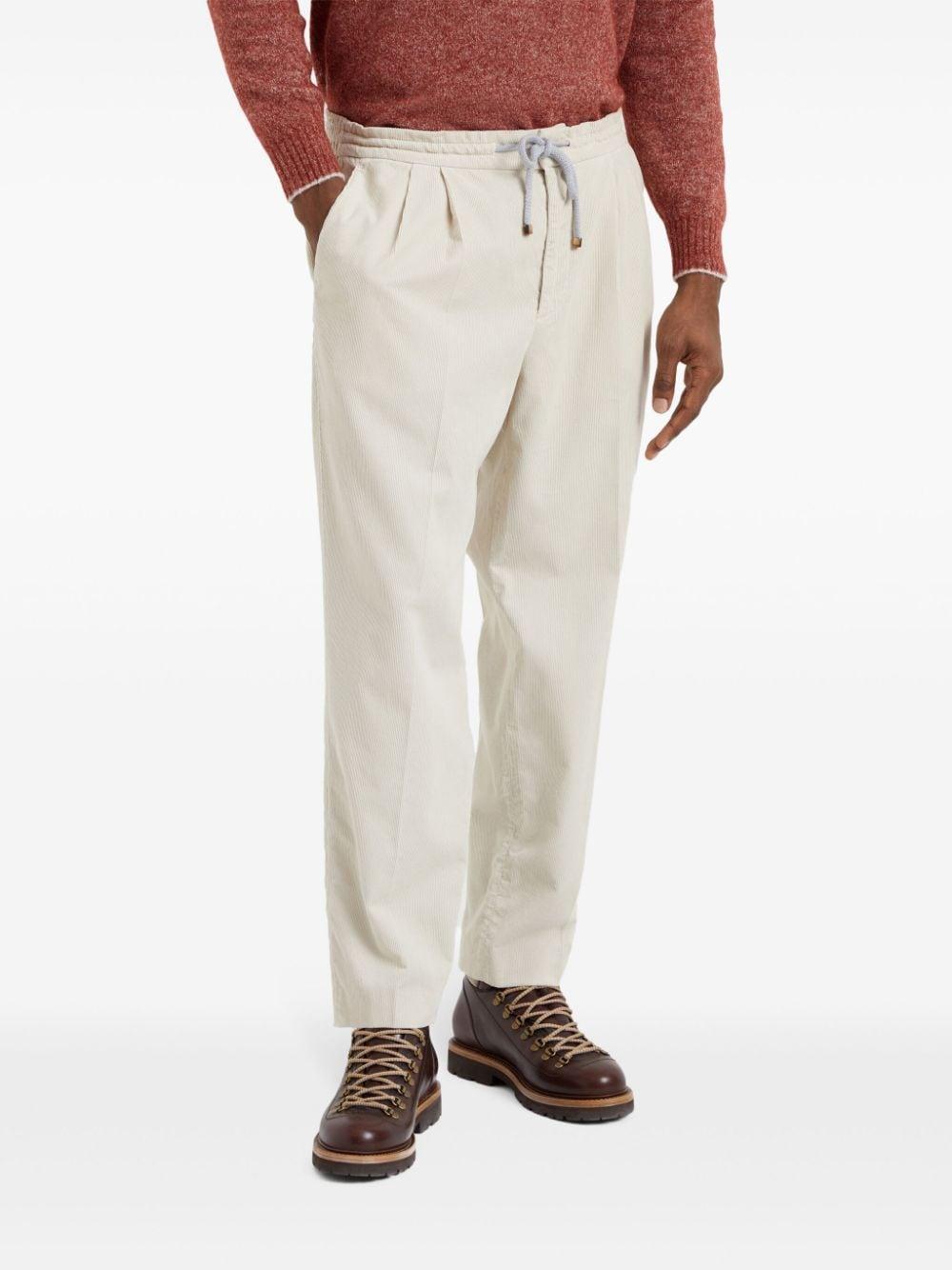 BRUNELLO CUCINELLI Pleat-detailing Cotton Trousers In White Product Image