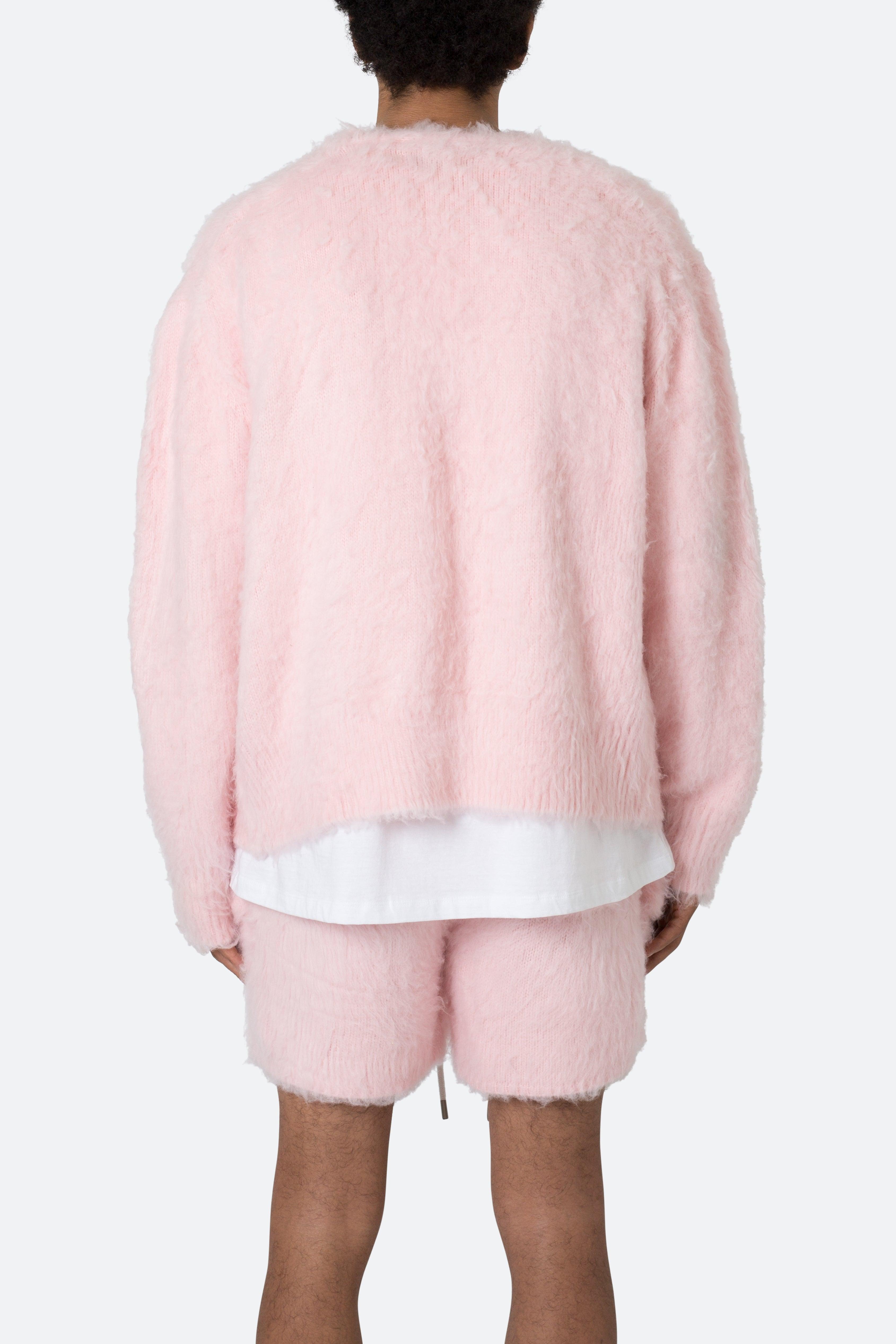 Fuzzy Cardigan Sweater - Pink Product Image