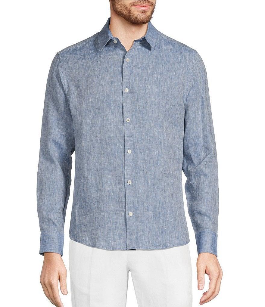 Murano Big & Tall Baird McNutt Long Sleeve Solid Linen Woven Shirt Product Image