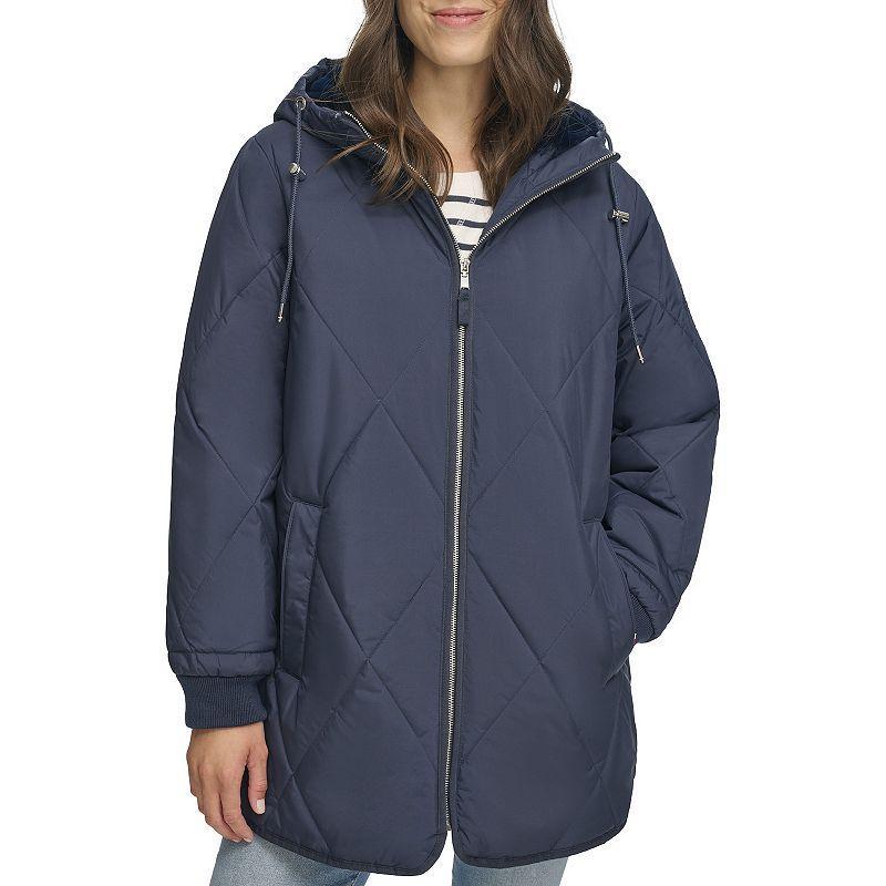 Womens Tommy Hilfiger Diamond Quilt Puffer Coat Blue Product Image