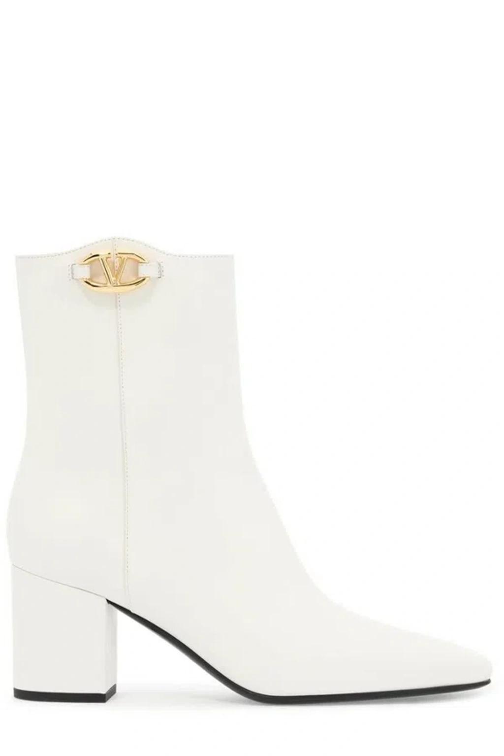 VALENTINO GARAVANI Valentino Vlogo Signature Square Toe Ankle Boots In White Product Image