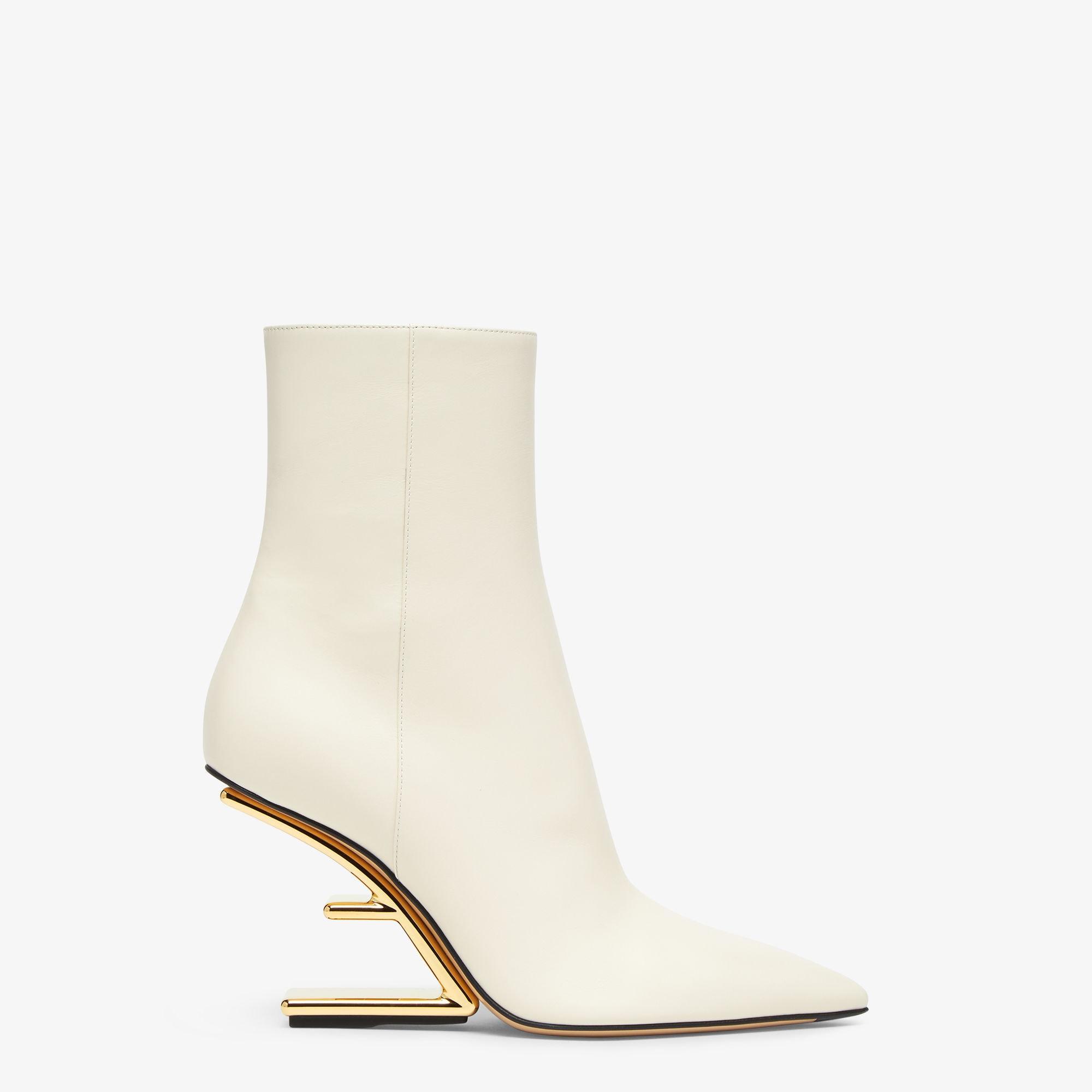 Fendi FirstWhite leather high-heeled ankle boots Product Image