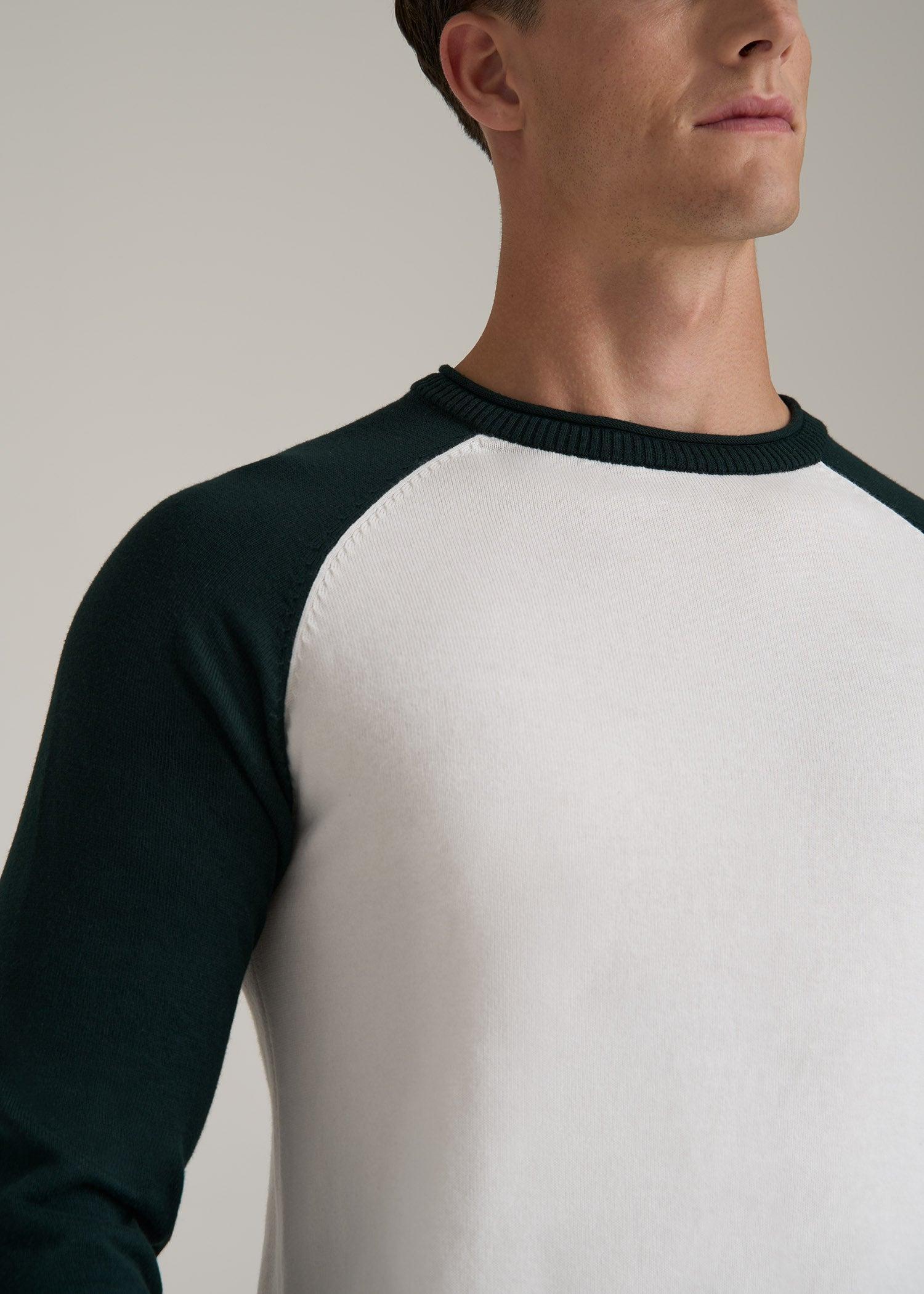 Color Block Raglan Sweater for Tall Men in Cream and Emerald Product Image