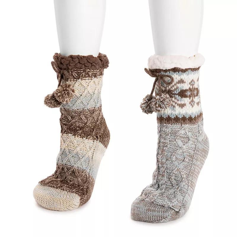 Womens MUK LUKS 2-Pair Tall Pom Cabin Socks Product Image