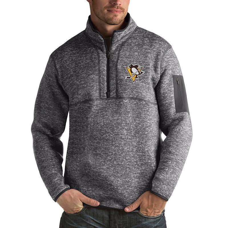 Mens Antigua Charcoal Pittsburgh Penguins Fortune 1/2-Zip Pullover Jacket Product Image