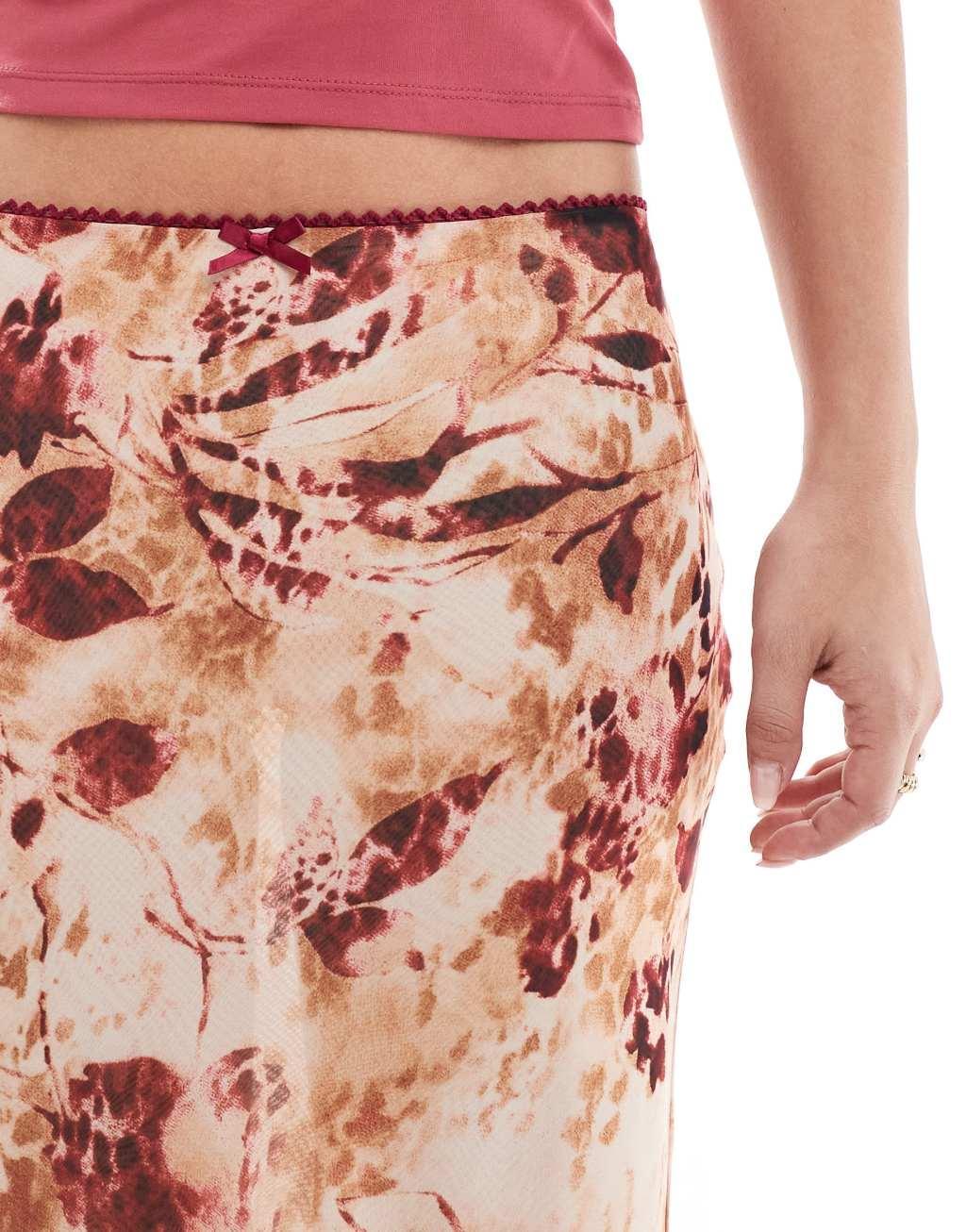 Miss Selfridge chiffon double layer maxi skirt in animal print Product Image