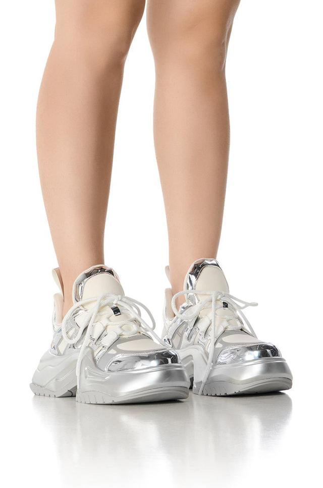 AZALEA WANG SUPER SMOOTH SILVER CHUNKY SNEAKER Product Image