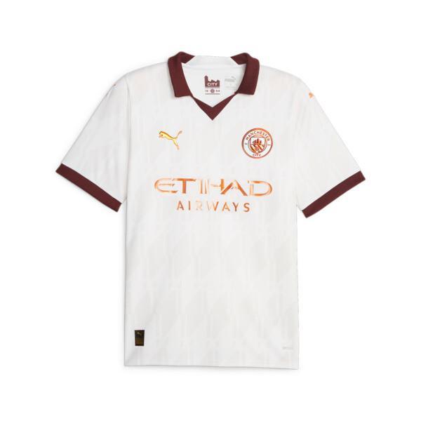 PUMA Manchester City 23/24 Men's Away Jersey in White/Aubergine Product Image