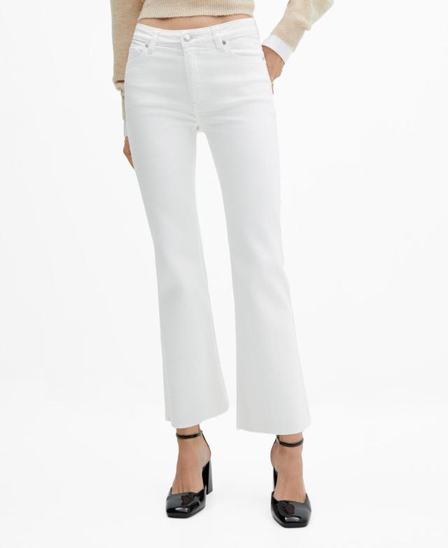 Mango Womens Crop Flared Jeans Product Image