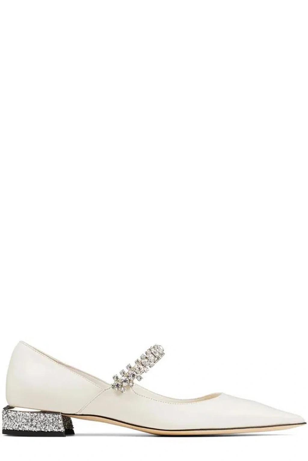 Bing Crystal-strap Ballerina Shoes In Latte/silver Product Image