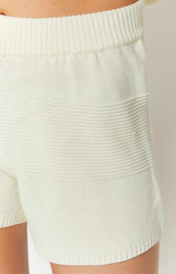 Winslee White Knit Shorts Product Image