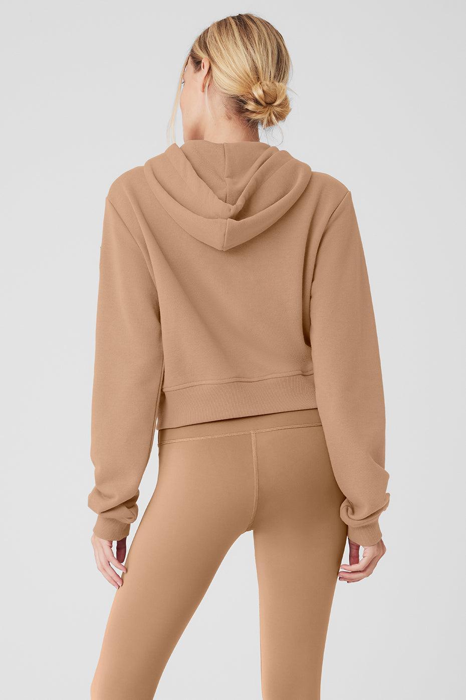 Routine Cropped Zip Hoodie - Toasted Almond Female Product Image