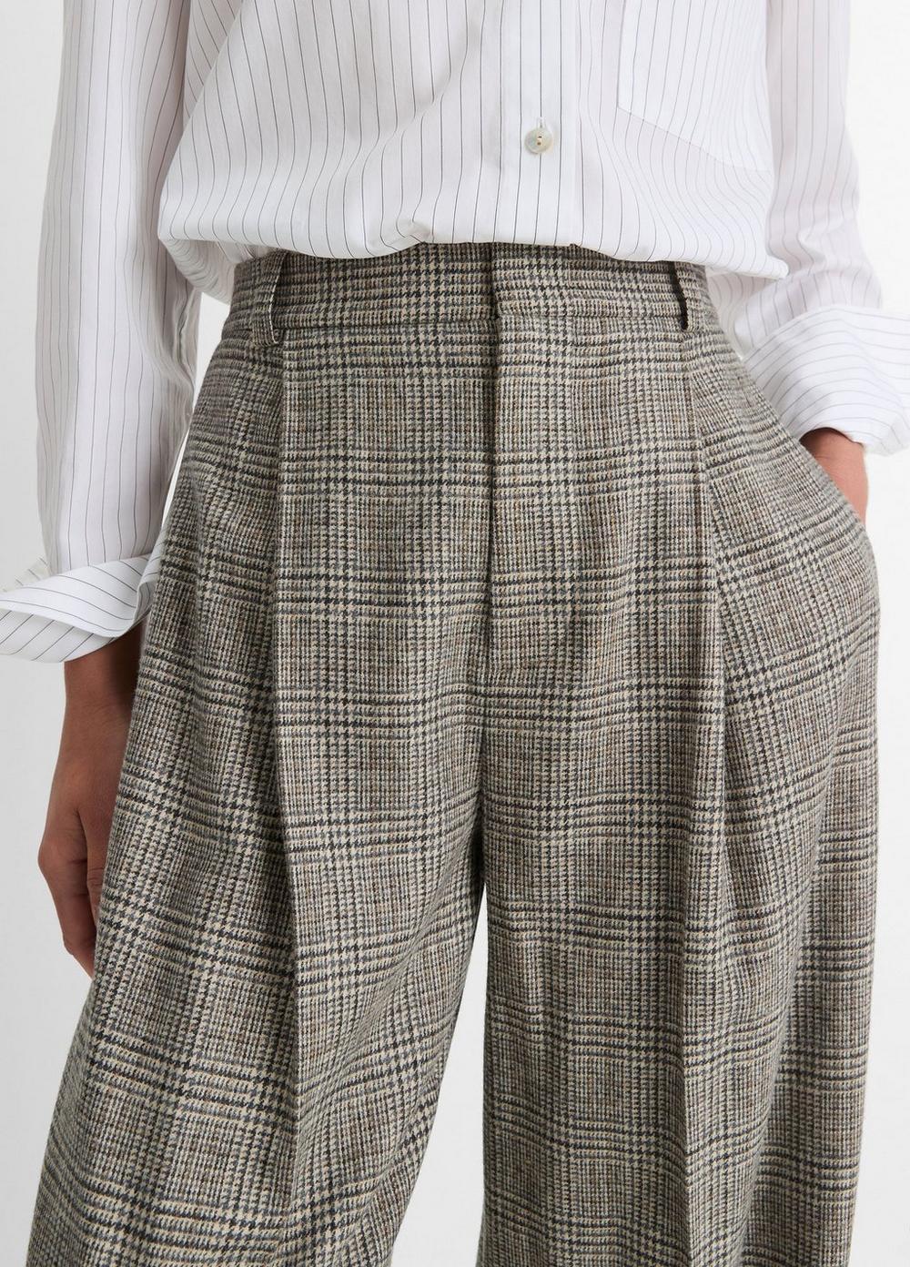 Plaid Italian Wool-Blend High-Rise Trouser Product Image