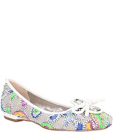 J. Renee Edie Fiesta Floral Square Toe Bow Flats Product Image