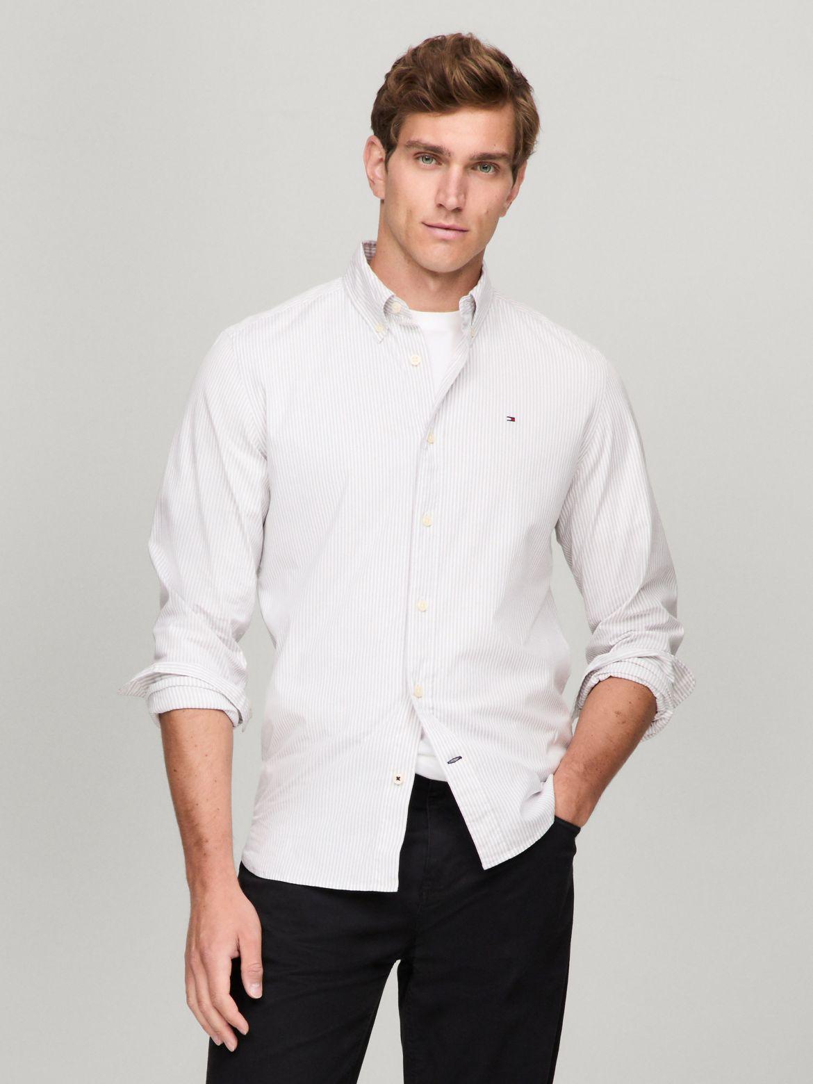 Tommy Hilfiger Men's Stripe Stretch Regular Fit Poplin Shirt Product Image