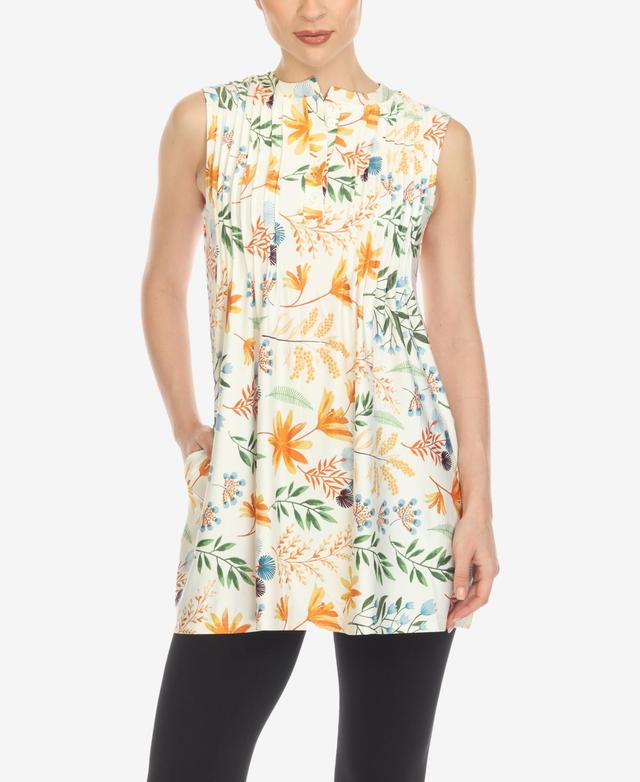 White Mark Womens Floral Sleeveless Tunic Top Product Image