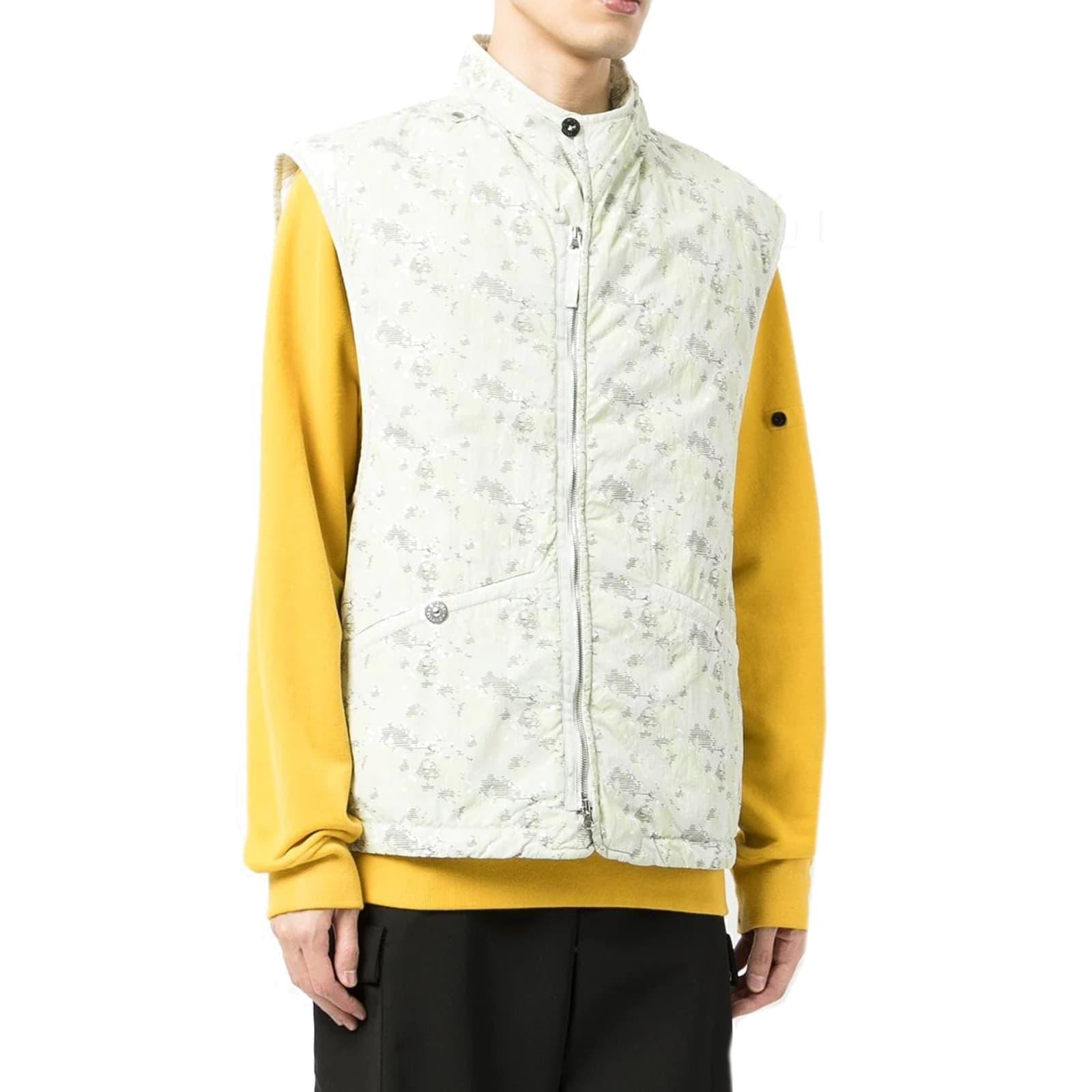 STONE ISLAND Printed Brushed Gilet In White Product Image