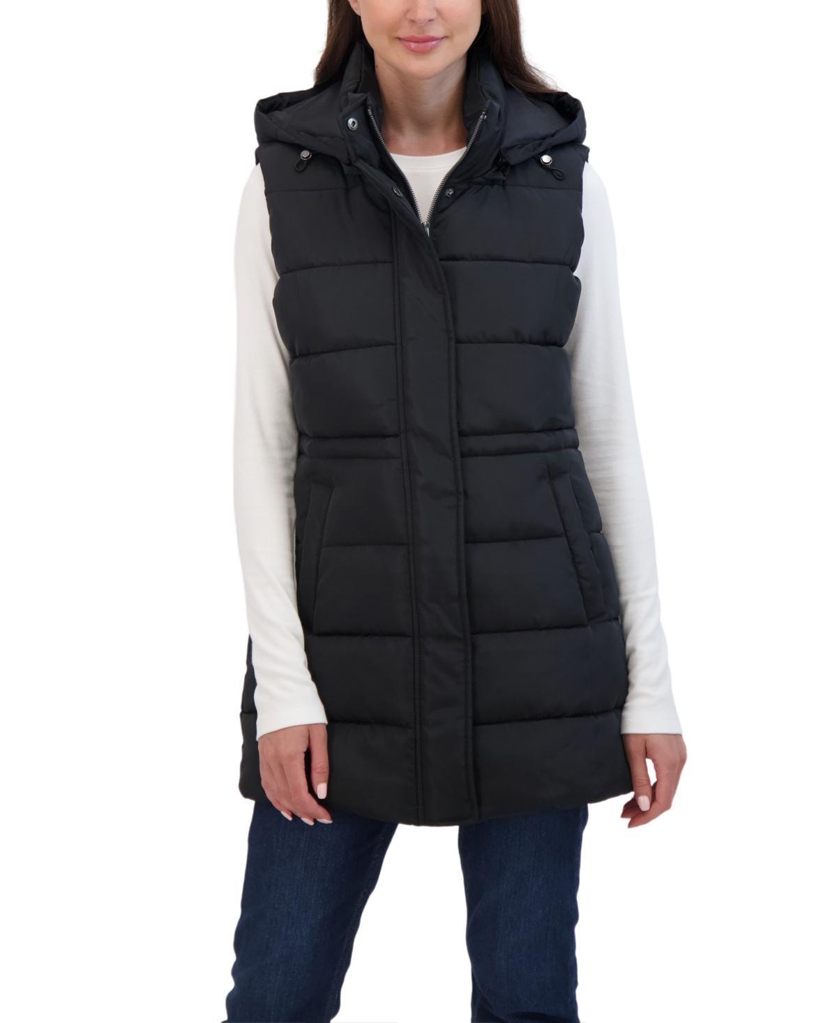 Sebby Collection Womens Puffer Vest With Drawstring Waist Product Image