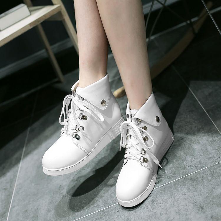 Platform Hidden Wedge High Top Sneakers Product Image