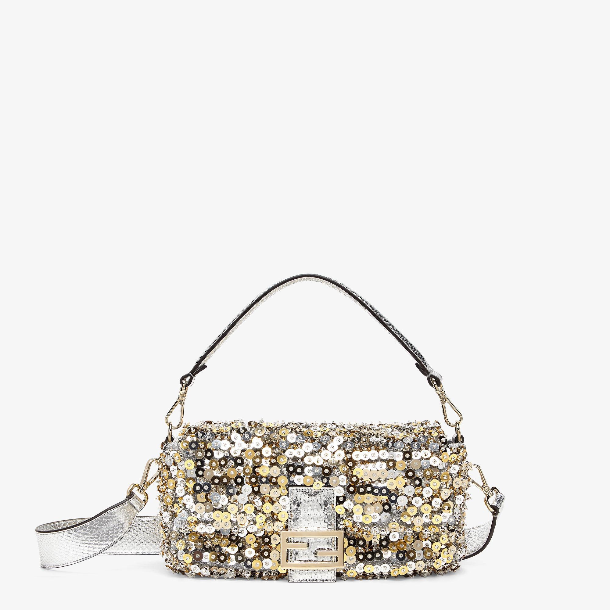 BaguetteHand-embroidered bag with sequins and 3D pearls Product Image