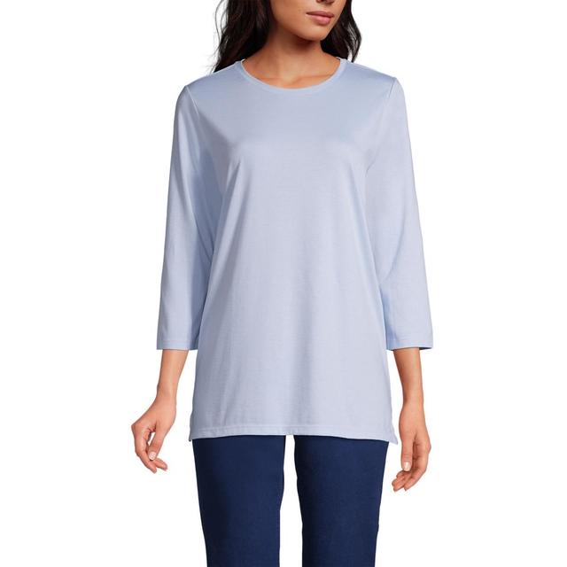 Petite Lands End 3/4-Sleeve Supima Cotton Crewneck Tunic, Womens Product Image