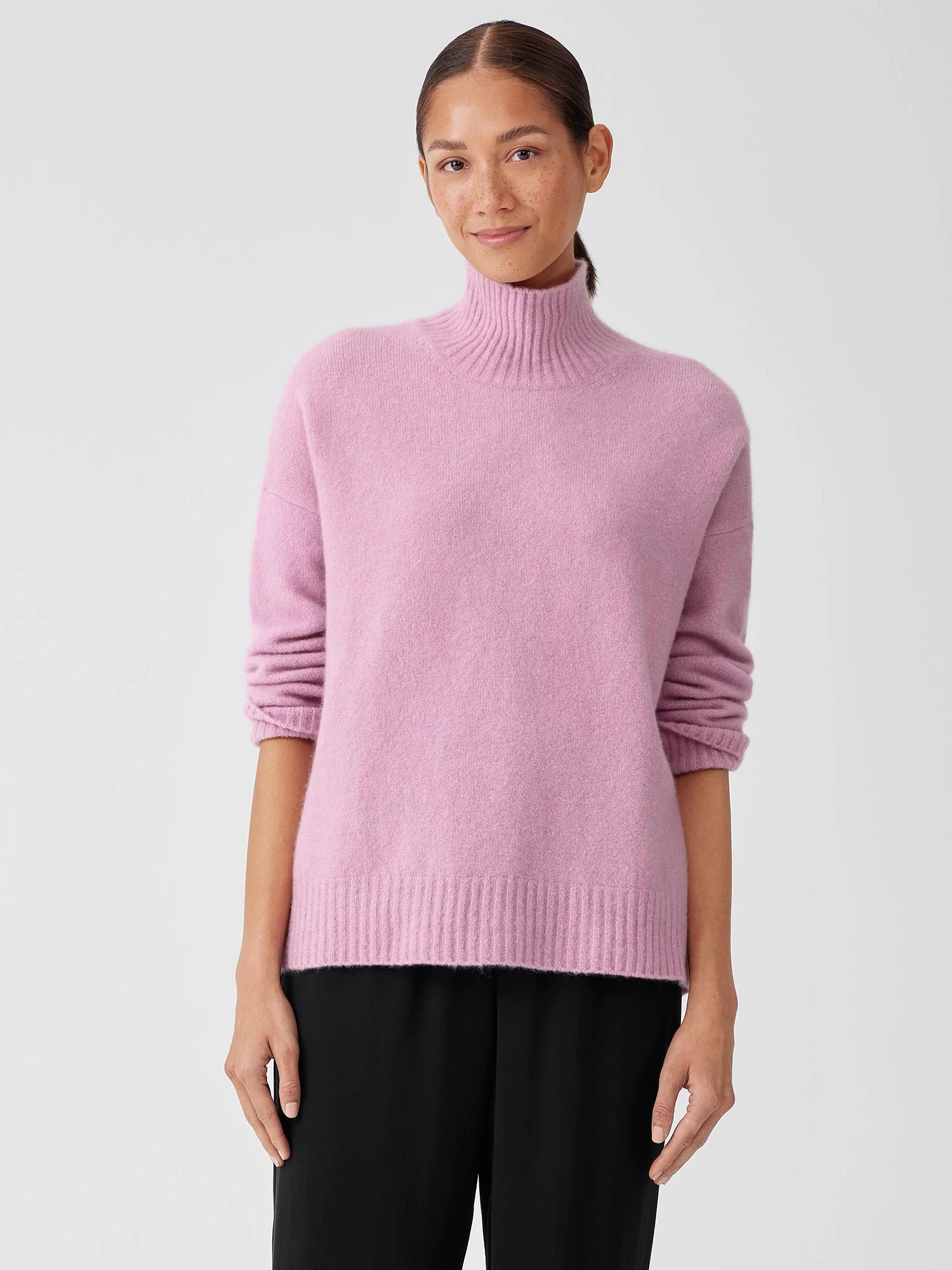 EILEEN FISHER Cashmere Silk Bliss Turtleneck Box-Topfemale Product Image