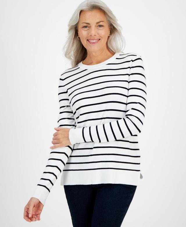 Style & Co Womens Striped Crewneck Sweater, Created for Macys Product Image