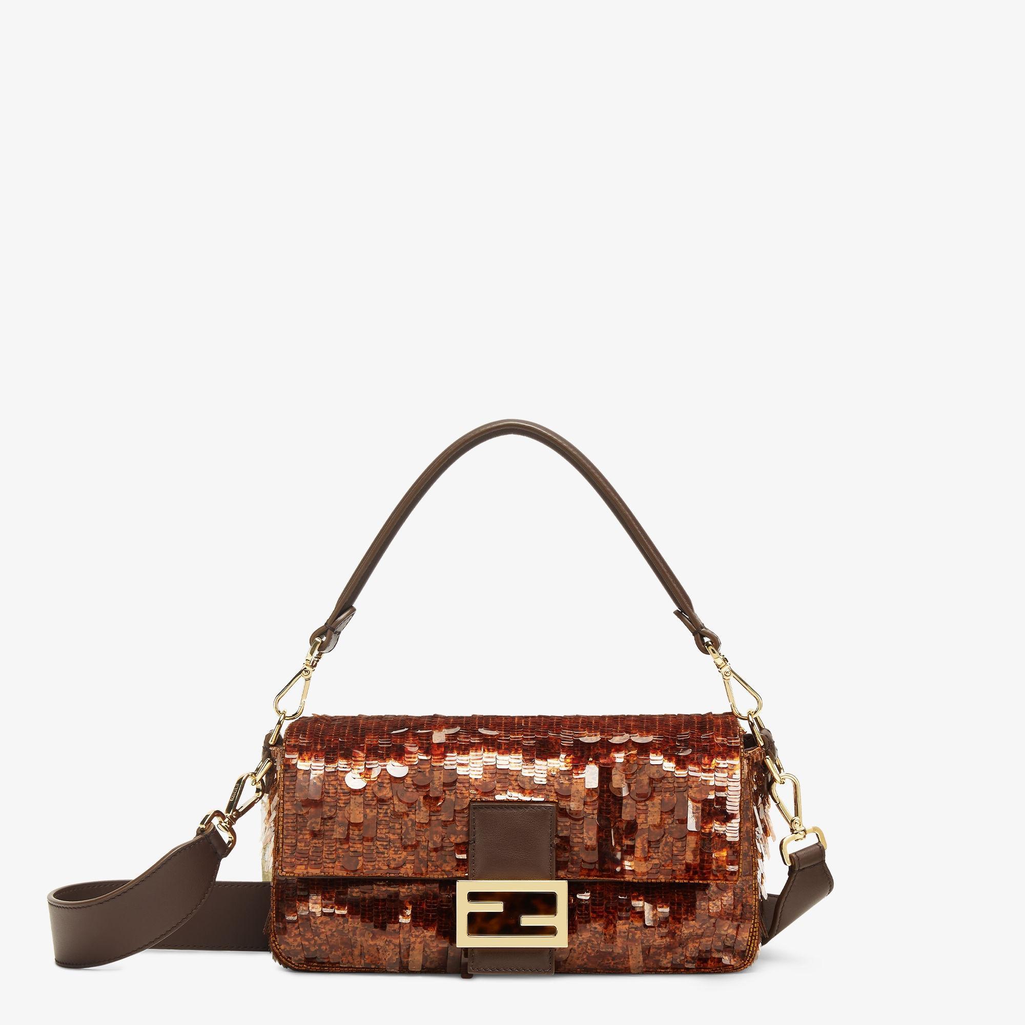 BaguetteBag embroidered with brown sequins Product Image