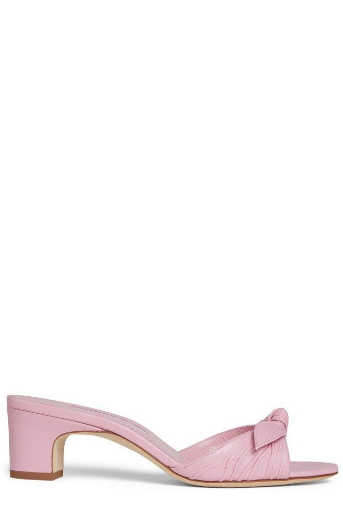 Lolloso Bow-detail Leather Mules In Pink Product Image