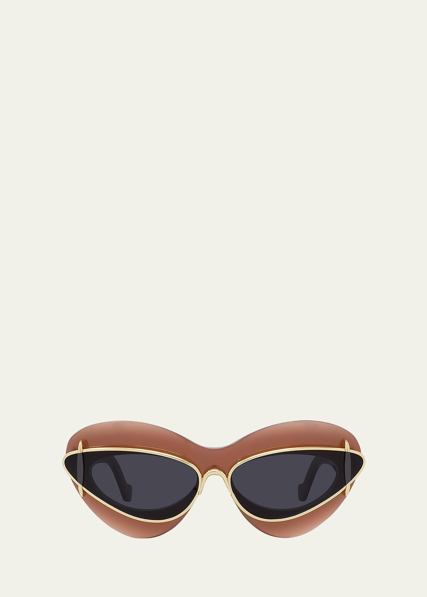 Double Frame Mixed-Media Cat-Eye Sunglasses Product Image