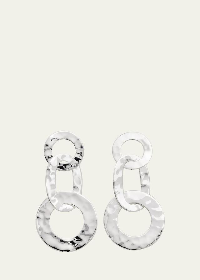 Womens Classico Sterling Silver Hammered Triple Roma Link Circle Drop Earrings - Silver - Silver Product Image