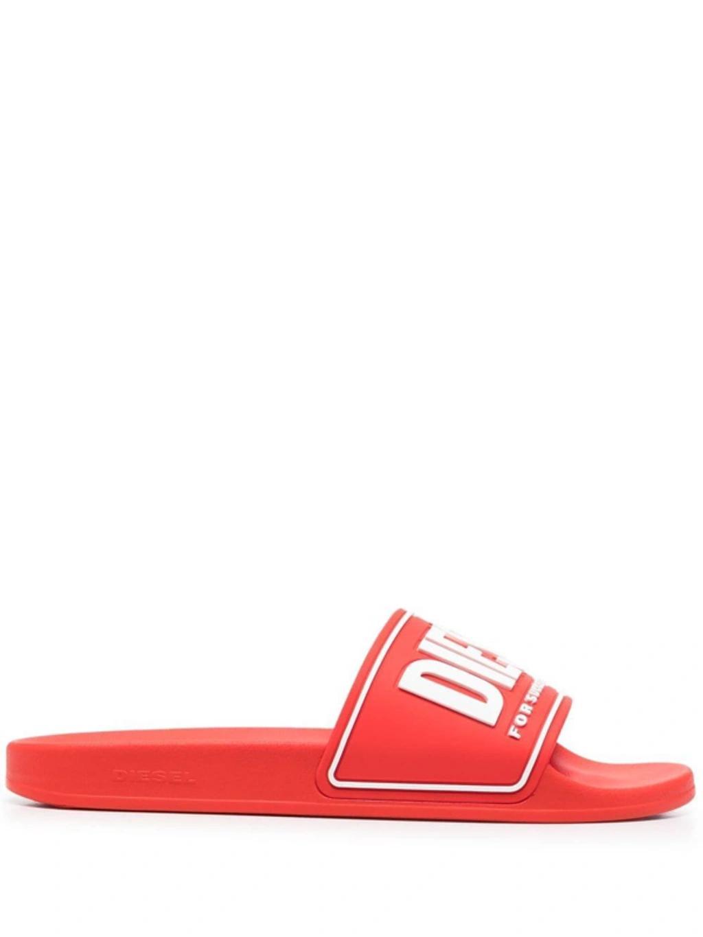 Sa-mayemi Cc Logo Embossed Pool Slides In Red Product Image