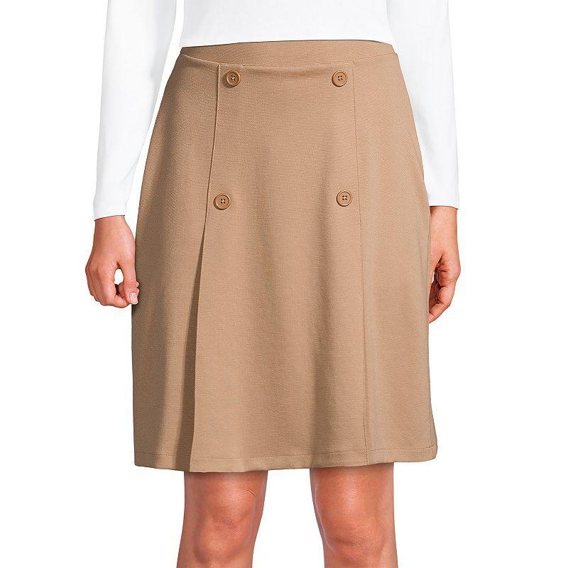 Womens Lands End School Uniform Ponte Button Front Skort Green Product Image