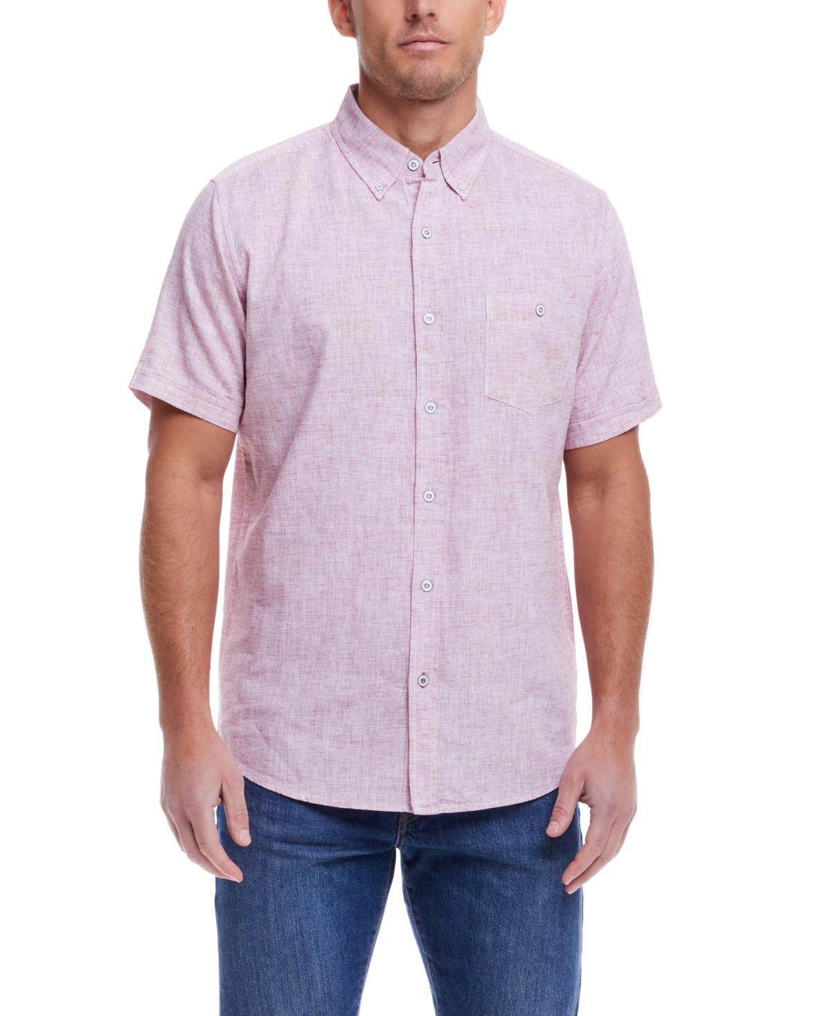 Weatherproof Vintage Mens Linen Cotton Slub Short Sleeve Button Down Shirt Product Image