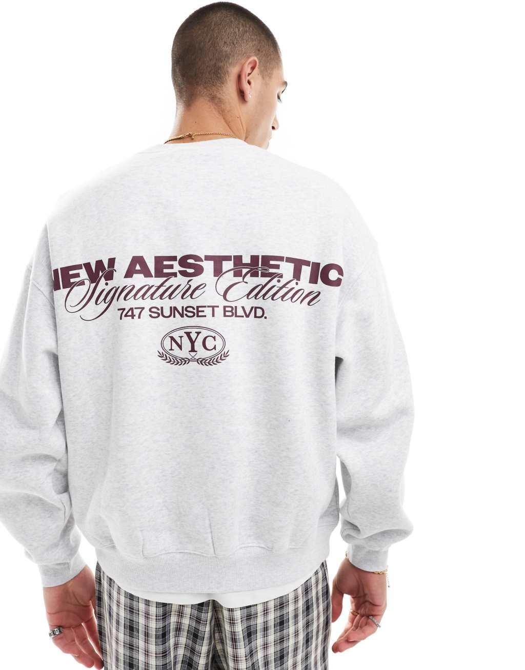 Cotton On box fit graphic sweatshirt with NYC print in gray heather Product Image