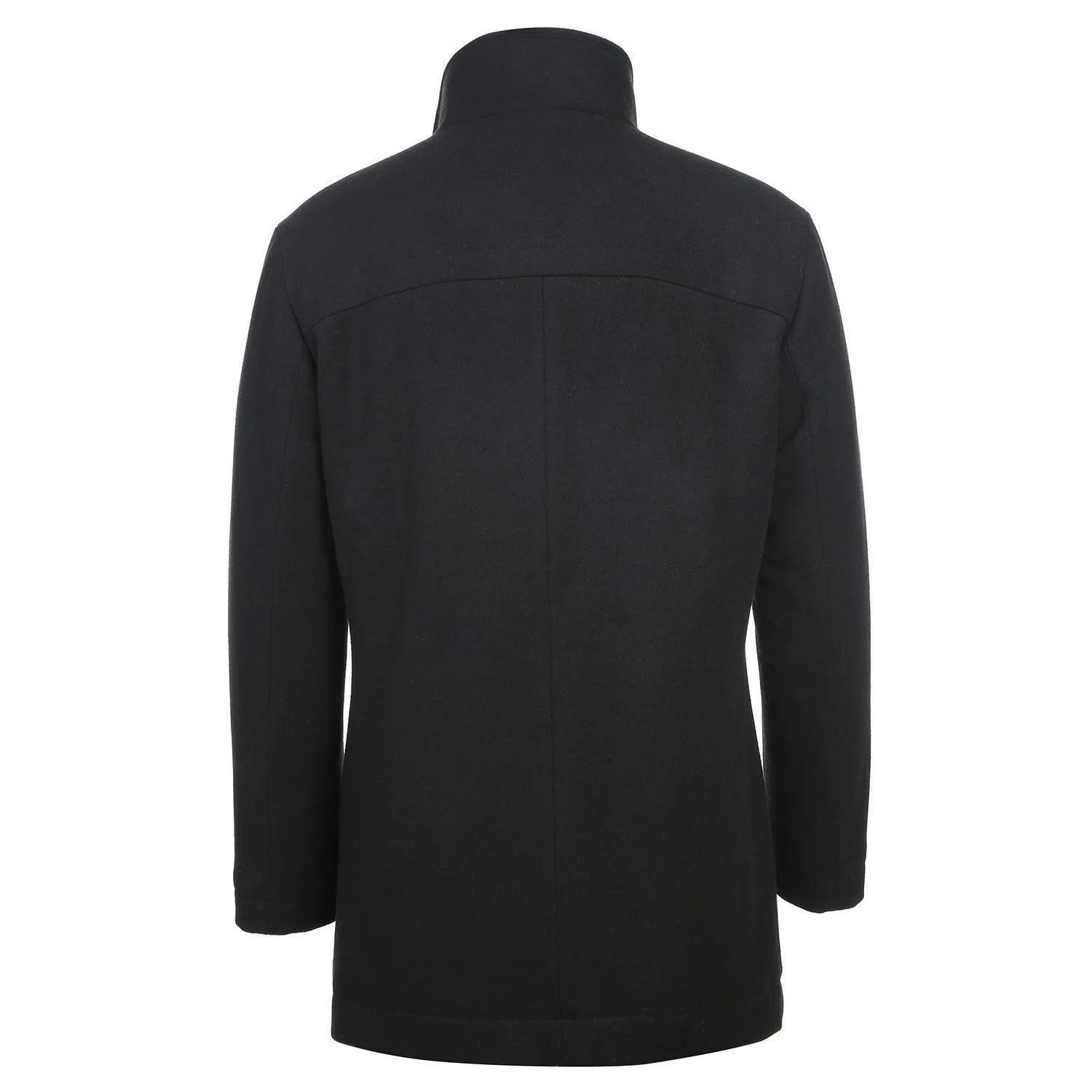 English Laundry Black Slim Fit Wool Blend Short Coat with Detachable Full Zipper Product Image